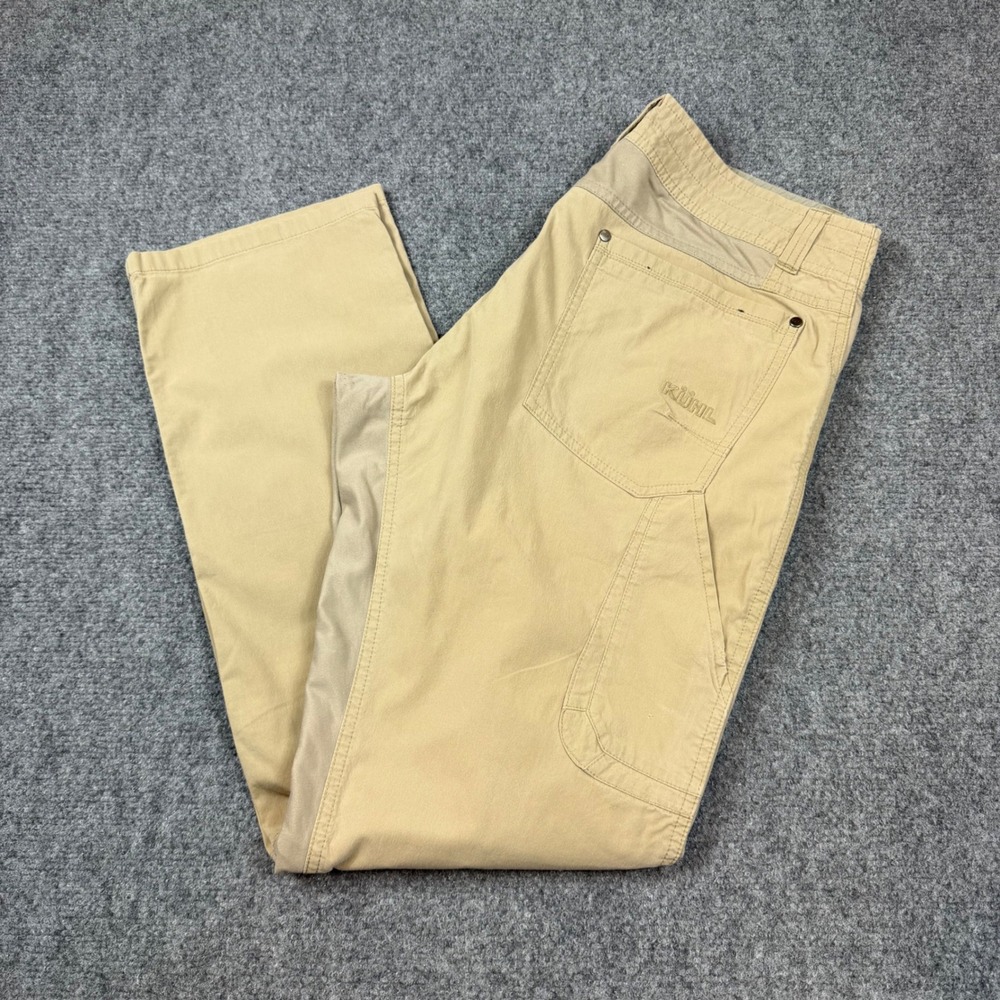 Kuhl Rydr Khaki Tan Hiking Pants Mens 34x32 Cotton Blend Outdoor Trousers